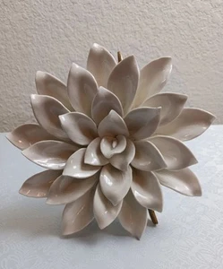 White Ceramic Floral Wall Art Decor White Porcelain Flower 3D Boho Flower Art - Picture 1 of 8