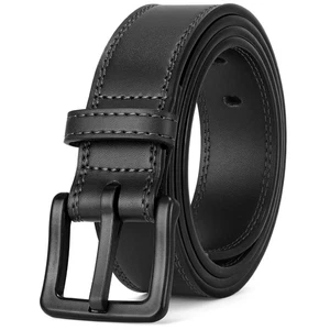 Cinturón de cuero hipoalergénico sin metal para hombre para vestido de jeans sin níquel... - Imagen 1 de 7