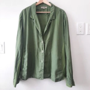FLAX Women's 100% Linen Long Sleeve Oversized Lagenlook Baggy Blazer Coat Large - Picture 1 of 9