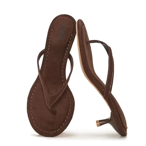 Damen-Riemensandalen Pfennigabsatz Slipper niedriger Absatz Flip-Flops Größe 7 Wildleder - Bild 1 von 6