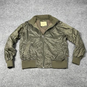 Alpha Industries Jacket Mens 2XL Olive Green Bomber Flight Zip Pockets Rib Knit - Picture 1 of 16