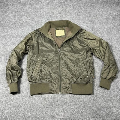 Alpha Industries Jacket Mens 2XL Olive Green Bomber Flight Zip Pockets Rib Knit - Image 1 of 4