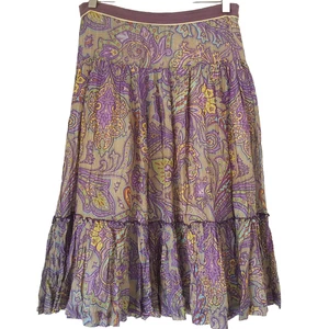Sandro Tiered Skirt Size 2 M (US 6) Purple Paisley Print 100% Cotton Peasant - Picture 1 of 8