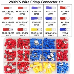 Car Wire Assorted Insulated Electrical Terminals Connectors Crimp Box Kit 280Pcs - Picture 1 of 10