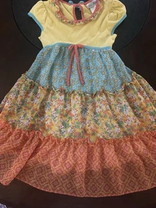 Jona Michelle girls size 6 multi patterned knit and rayon cap sleeved dress. - Picture 1 of 5