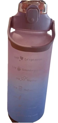 64 Oz Pink Blue Pastel Motivational Water Bottle With Time Markers Lock Lid - Image 1 of 4