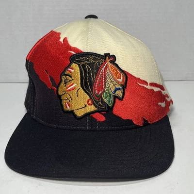 De Colección Chicago Blackhawks Splash Snapback Sombrero Para Hombres Mitchell & Ness 100% Lana LEER Foto 1 de 4