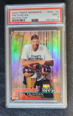 2000 Topps Finest Tim Duncan Finest Moments NBA Finals MVP REFRACTOR FM-TD PSA 9 - Image 1 of 2