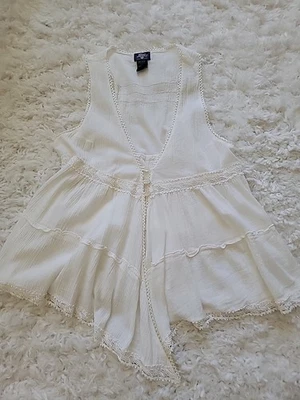 Top boho 100% algodón BLANCO grande encaje espalda cruzada  Foto 1 de 4