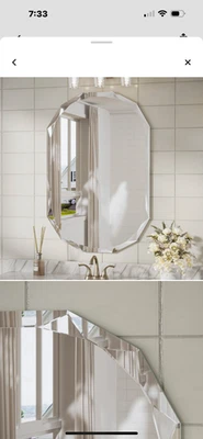 Large Oval Frameless Beveled 24”x36”Mirror Oval Wall Mirror for Bathroom Vanity. - Image 1 of 4