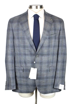 Jack Victor Sport Coat 42 L Mens Midland Grey Blue Plaid Loro Piana Blazer - Image 1 of 4
