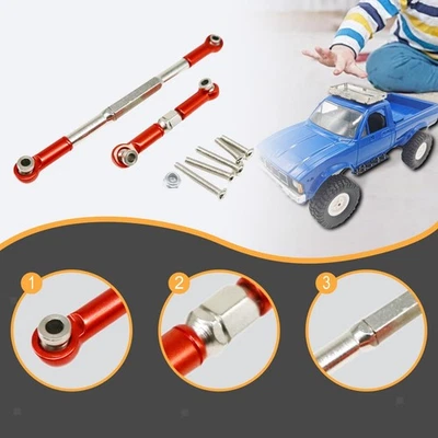 2Pcs RC Car Steering Links Pull Rod Spare Parts Metal High Strength Metal - Image 1 of 4