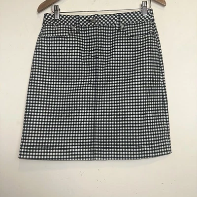 TALBOTS Mujer 2 Mezcla de Algodón Cuadros A Bordo Línea A Falda Bolsillo Vaquera Occidental Foto 1 de 4