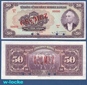 TÜRKEI / TURKEY  50 Lira L.1930 (1942) SPECIMEN  UNC  P.142As - Picture 1 of 1
