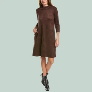 J MCLAUGHLIN ~ LENKA Shift Dress 3/4 Sleeve Faux Suede w/Pockets Sz M - Picture 1 of 7