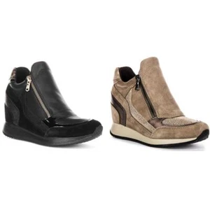 Geox D Nydame A Damen-Sneaker interner Keilabsatz seitlicher Reißverschluss Glitzer Größe 3-8 - Bild 1 von 13
