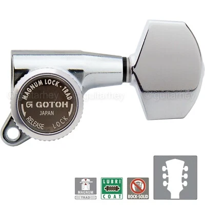 NEW Gotoh SG381-01 MGT MAGNUM LOCKING TRAD Set Tuners Keys Set 3x3 - CHROME - Image 1 of 4