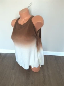 Venus Ombre Cold Shoulder Brown White Oversized Sweater Size Small Women's - Picture 1 of 7