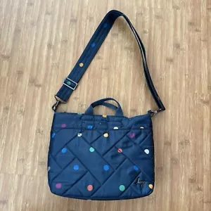 Lug Tenor Crossbody Bag Quilted Purse RFID Blue Polka Dots Adjustable Strap READ - Picture 1 of 21
