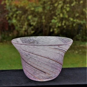 PINK ART GLASS BOWL, Milan Vobruba Gusum, Sweden Aleppo technique FREE SHIPPING - Picture 1 of 5
