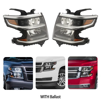 For 2015-2020 Chevy Tahoe/Suburban Xenon/HID Headlight Headlamps Left+Right Side Foto 1 de 4