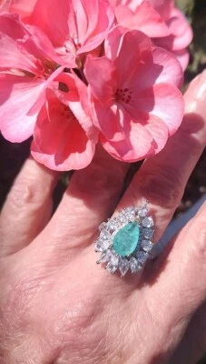 Sure Fit!, Blue/Green Tourmaline & Topaz Ring, Rhodium 925, Sz 7 Adjusts  - Image 1 of 4