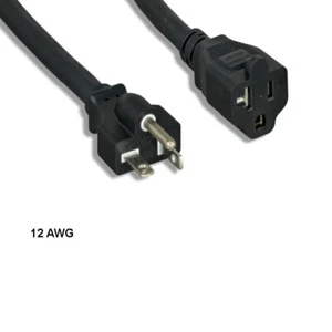 LOT 10pcs 6ft 12 AWG Power Extension Cord NEMA 5-20P to 5-20R 20A/125V SJT Blk - Picture 1 of 1