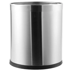 Stainless Steel Waste Paper Bin Basket Waste Rubbish Trash Can Kitchen Garbage - Picture 1 of 12