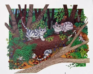 JS Perry, "Babes in the Woods", poster, 16"h x 20"w image, 22"h x 24"w overall - Picture 1 of 3