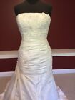 Bridal Gown- Casa Blanca, Satin, Ivory, Strapless, Beaded, Size 8, Fit and Flare