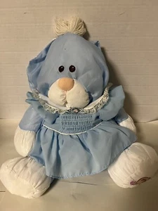 Vintage Fisher Price Puffalumps 16" Blue Bunny Rabbit with Dress 1986 - Picture 1 of 6