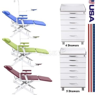 Portable Dental Folding Chair /Mobile Cabinet Trolley Cart 4&5 Drawers Storage - Image 1 of 4