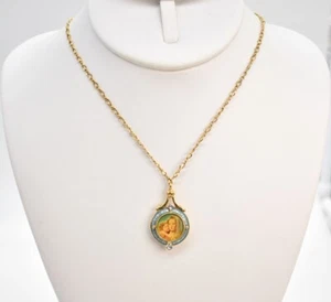 18" Vatican Library Collection Madonna & Child Crystal Picture Locket Necklace - Picture 1 of 5