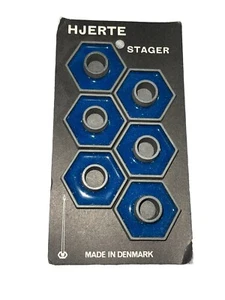 Vintage HJERTE Candle Stager Taper 6 PACK Made in Denmark Metal Blue Enamel MCM - Picture 1 of 5
