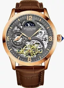 Stührling - 3921.4 - Automatic Skeleton Men Watch - Brown Leather Band - Picture 1 of 1