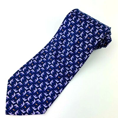 Corbata Talbots Para Hombre Motivo Púrpura Oso y Salmón 100% Seda Foto 1 de 4