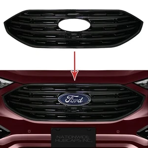 for 2019-2024 Ford Edge BLACK Snap On Grille Overlay Full Front Grill Covers New - Picture 1 of 9