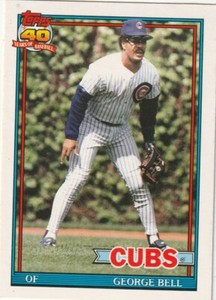 FREE SHIPPING-MINT-1991 Topps Traded George Bell #8T CUBS-40 YEARS OF BASEBALL