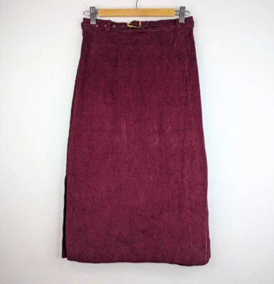 90s Vintage Maroon Red Corduroy High Waisted Pencil Wiggle Skirt Size 8 10 Retro - image 1 of 4