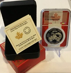 2024 Kanada 15 $ Silbermünze Year of the Dragon NGC PF70 Ultra Cameo FDOI! - Bild 1 von 3