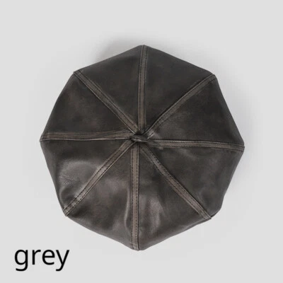 Womens Mens Faux Leather Beanie Beret Hat Newsboy Cap French Retro Classic - Image 1 of 4