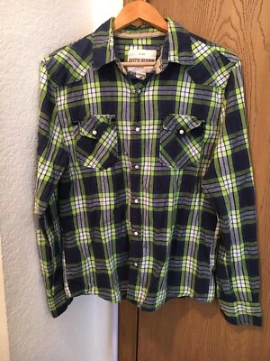 Ditch Plains Multicolored Plaid Large White Pearl Snap Button Up Shirt - Image 1 of 4