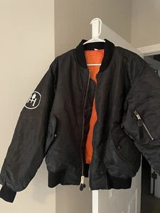 NUOVA RARA Giacca Bomber Nera Arancione Tasche Reversibili Cerniera GIAPPONESE Uomo Large - Foto 1 di 6