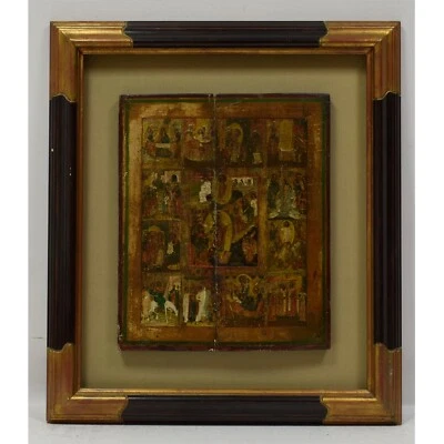 17-18 Jh. Altes Ikone Das Leben der Jungfrau Maria und Jesu 80x70cm - Bild 1 von 4