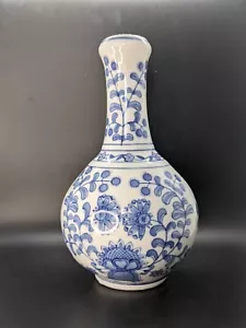 China Blue VASE Seymour Mann Fine Porcelain White and Blue Floral Vintage 10" - Picture 1 of 5
