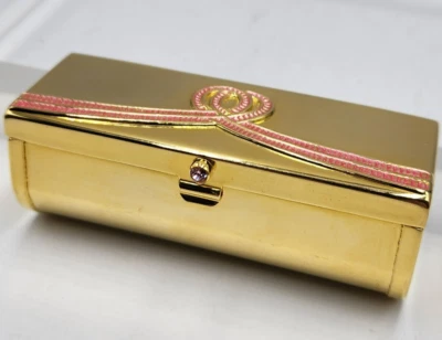 Estee Lauder gold pink ribbon lipstick case holder compact with mirror - image 1 of 4