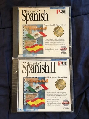Spanish 1 & Spanish 2 Learning Pro One Multimedia CD-Rom PC 2PACK - Image 1 of 2