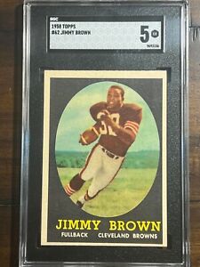 1958 Topps Jim Brown Rookie RC #62 SGC 5 Browns Sharp Corners ! Vibrant Color !!