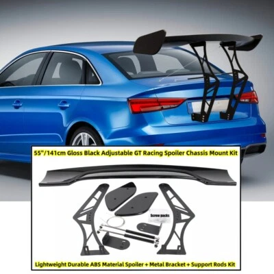 FOR 2015-20 AUDI A3 S3 8V SEDAN ADJUSTABLE GT RACING SPOILER TRUNK CHASSIS MOUNT - Image 1 of 4