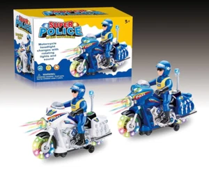 Police Toy Motorcycle with Colourful Lights and Sirens, Sounds and Talks, Goes a - Picture 1 of 5